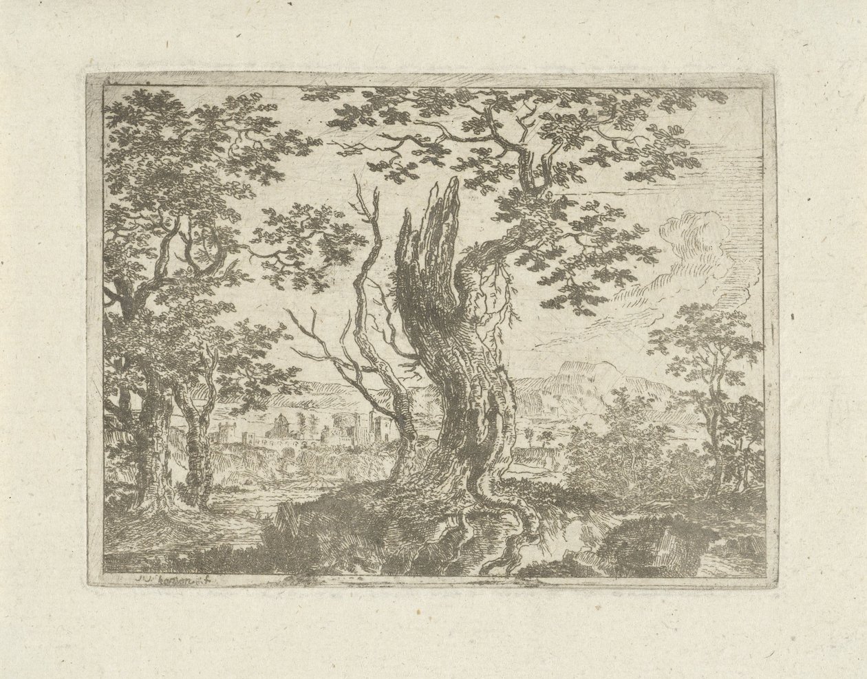 Paysage avec un arbre cassé - Jean Joseph Hanson