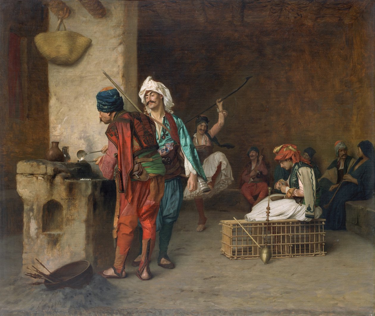 Café, Le Caire, moulage de balles, 1884 ou avant - Jean Leon Gerome