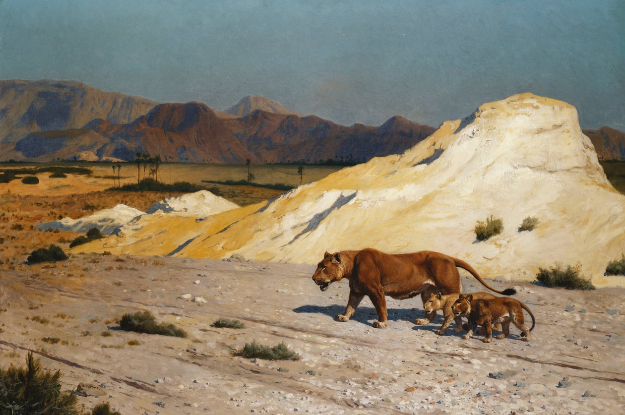 Lionne et Lionceaux - Jean Leon Gerome