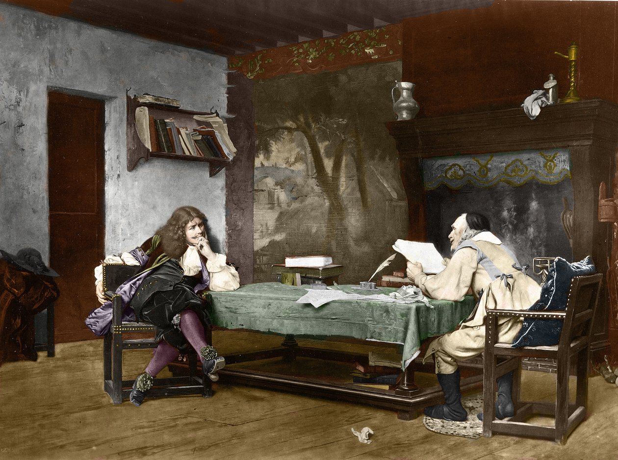 Les auteurs Jean-Baptiste Poquelin dit Molière (1622-1673) et Pierre Corneille (1606-1684) - Jean Leon Gerome
