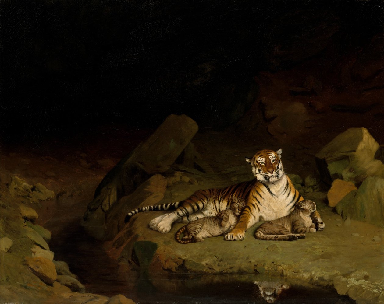 Tigre et Petits - Jean Leon Gerome