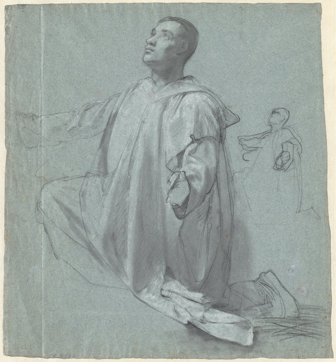 Jeune moine bénédictin à genoux - Jean Leonard Lugardon