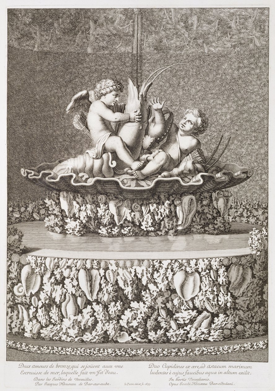 Fontaine avec deux cupidons chevauchant une écrevisse, conçue par Jacques Houseau, à Versailles, 1677 - Jean Lepautre