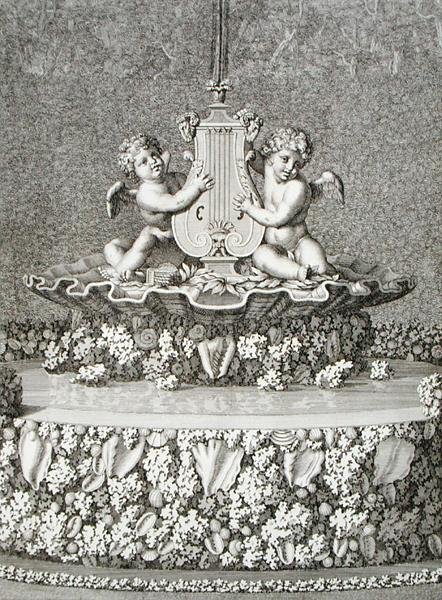 Deux Cupidons tenant une lyre, une fontaine à Versailles - Jean Lepautre