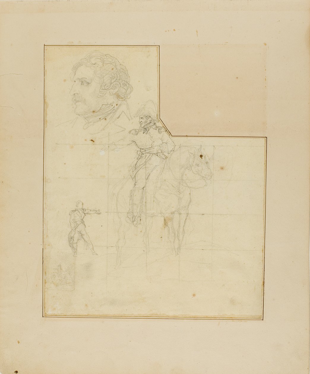 Officier à cheval et autres croquis - Jean Louis André Théodore Géricault