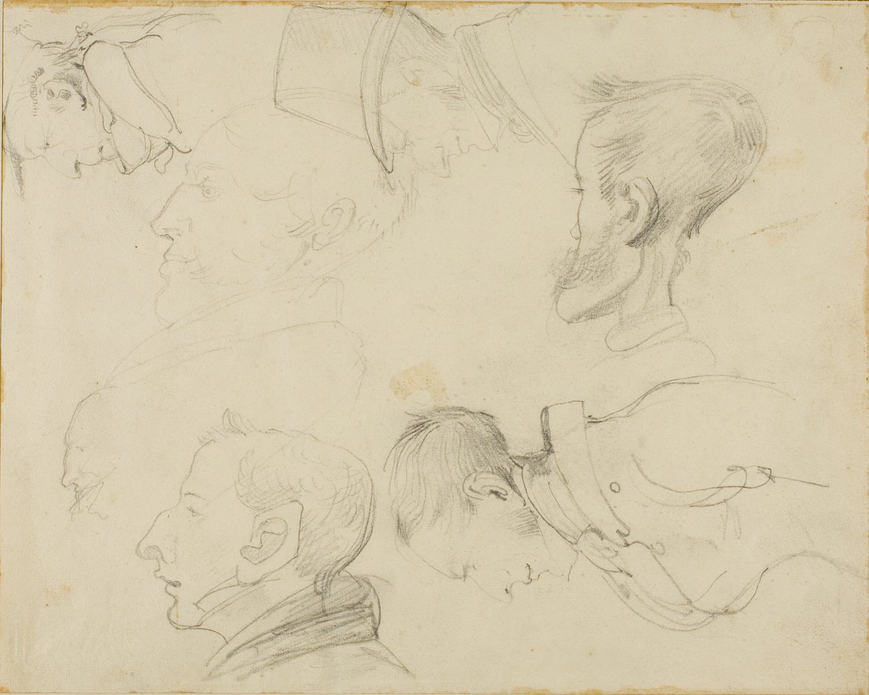Sept caricatures de têtes - Jean Louis André Théodore Géricault