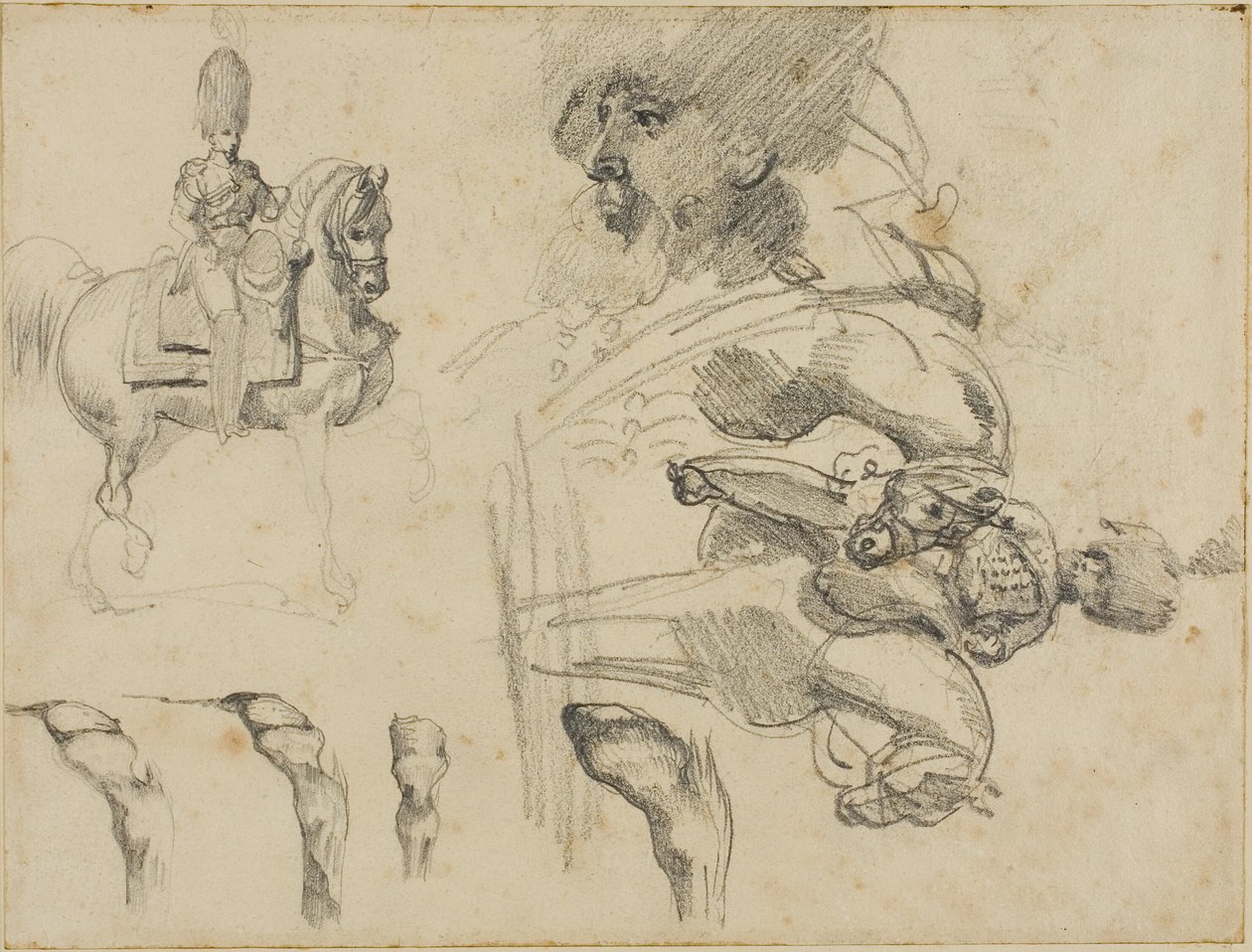Croquis de chevaux, de soldats et de sabots - Jean Louis André Théodore Géricault