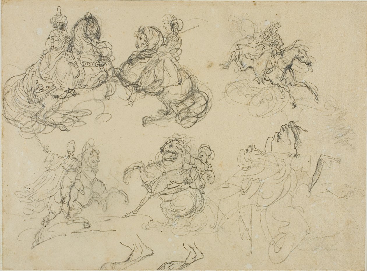 Croquis de cavaliers orientaux - Jean Louis André Théodore Géricault