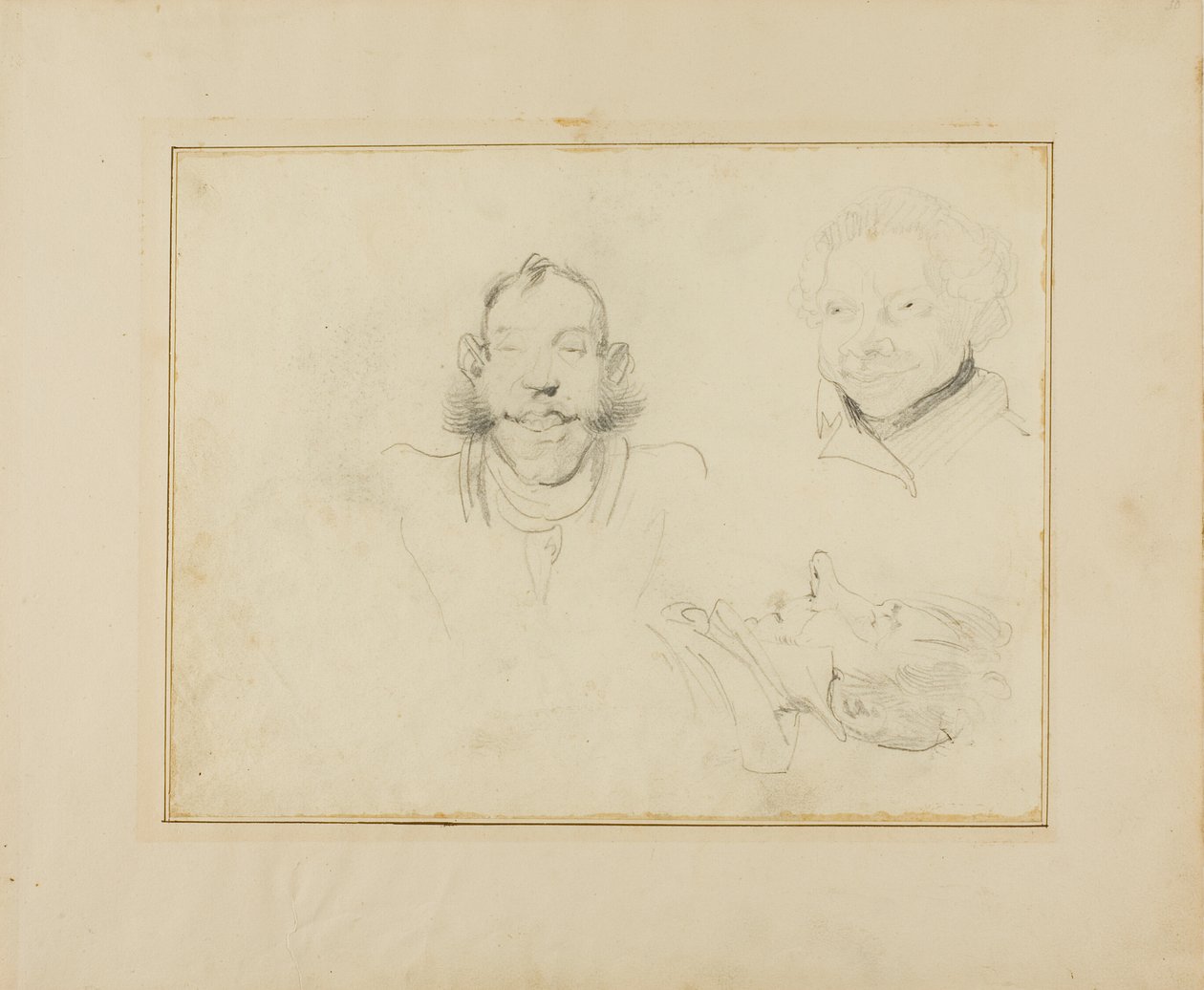 Trois caricatures de têtes - Jean Louis André Théodore Géricault