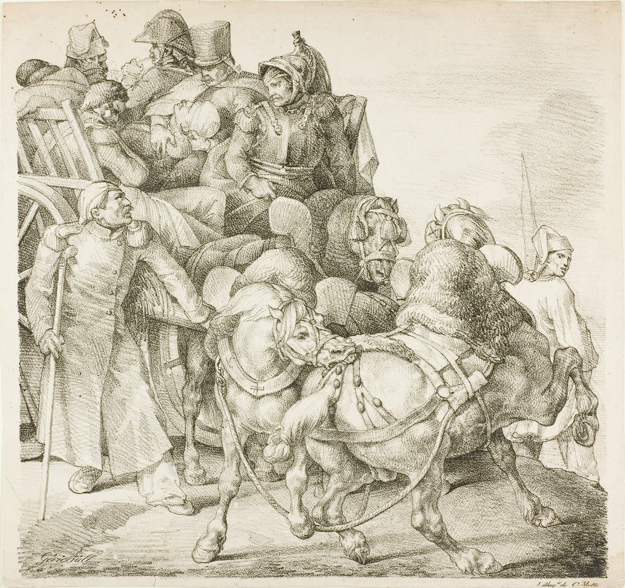 Chariot chargé de soldats blessés - Jean Louis André Théodore Géricault