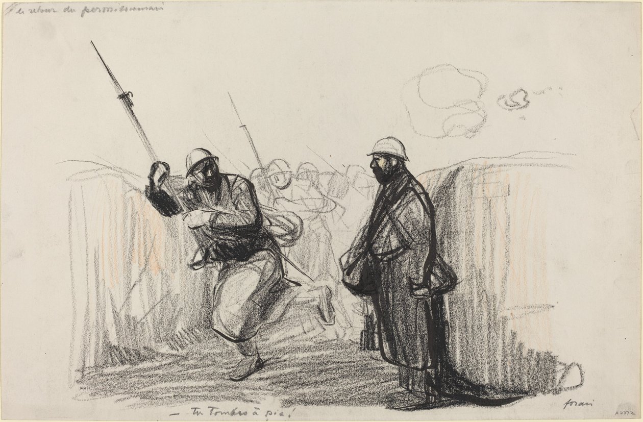 Le retour du permissionnaire. -Tu tombes à pic!, vers 1914-1919 - Jean Louis Forain