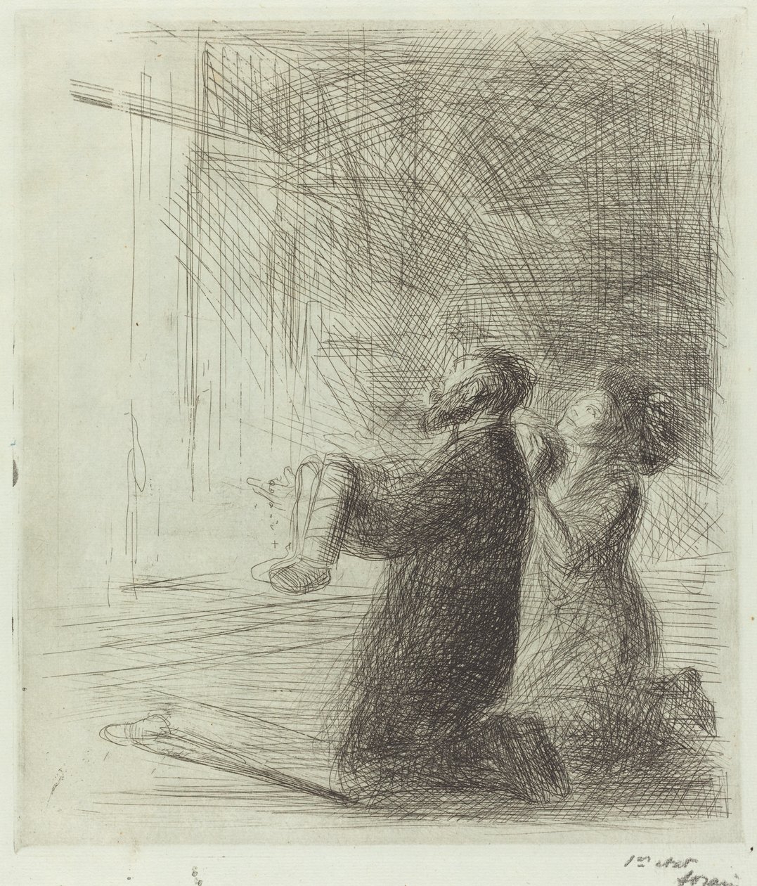 Lourdes, implorant devant la grotte (quatrième planche) - Jean Louis Forain