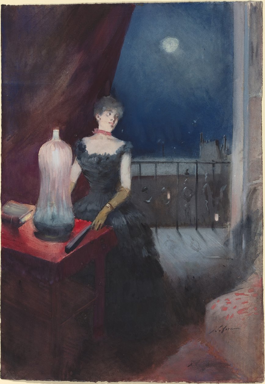 Femme debout avec un éventail, probablement 1880-1890 - Jean Louis Forain