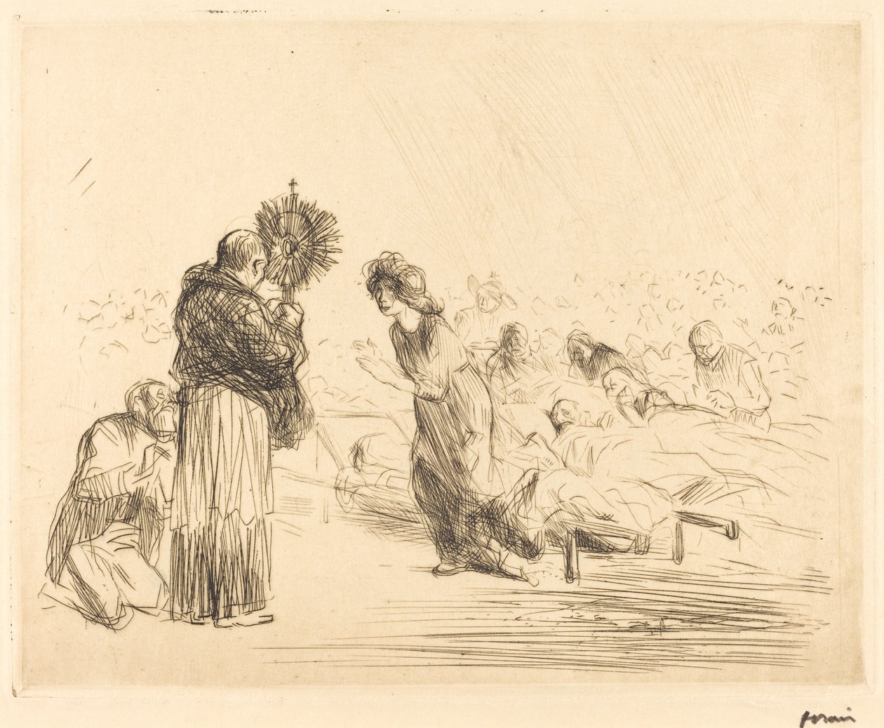 Le miracle devant le Saint-Sacrement (quatrième planche) - Jean Louis Forain