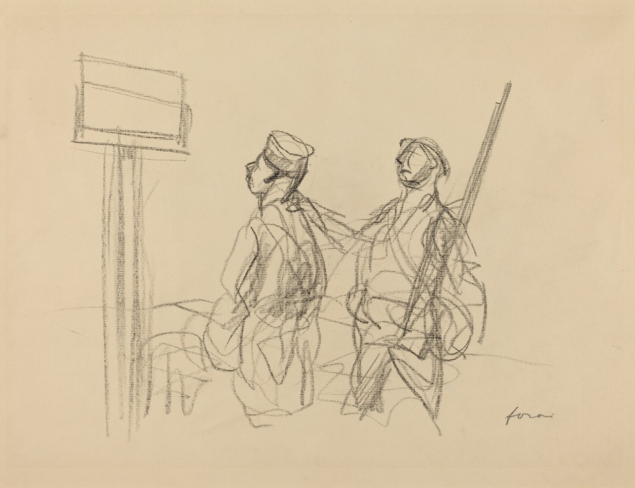 Deux soldats regardant une affiche - Jean Louis Forain