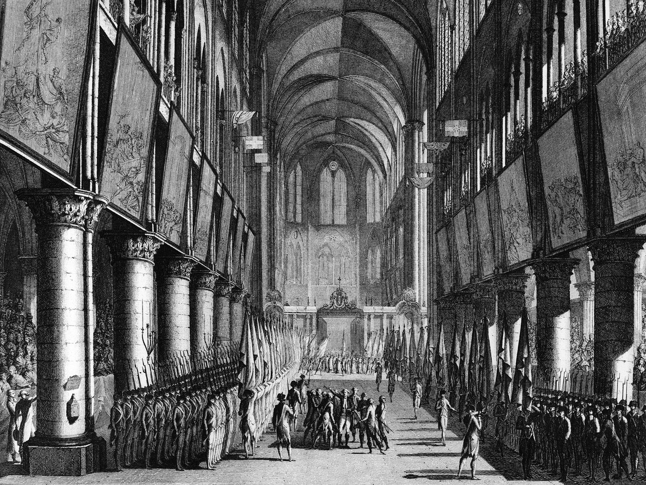 Révolution française : Bénédiction des drapeaux de la Garde nationale par Monseigneur Juigné à l