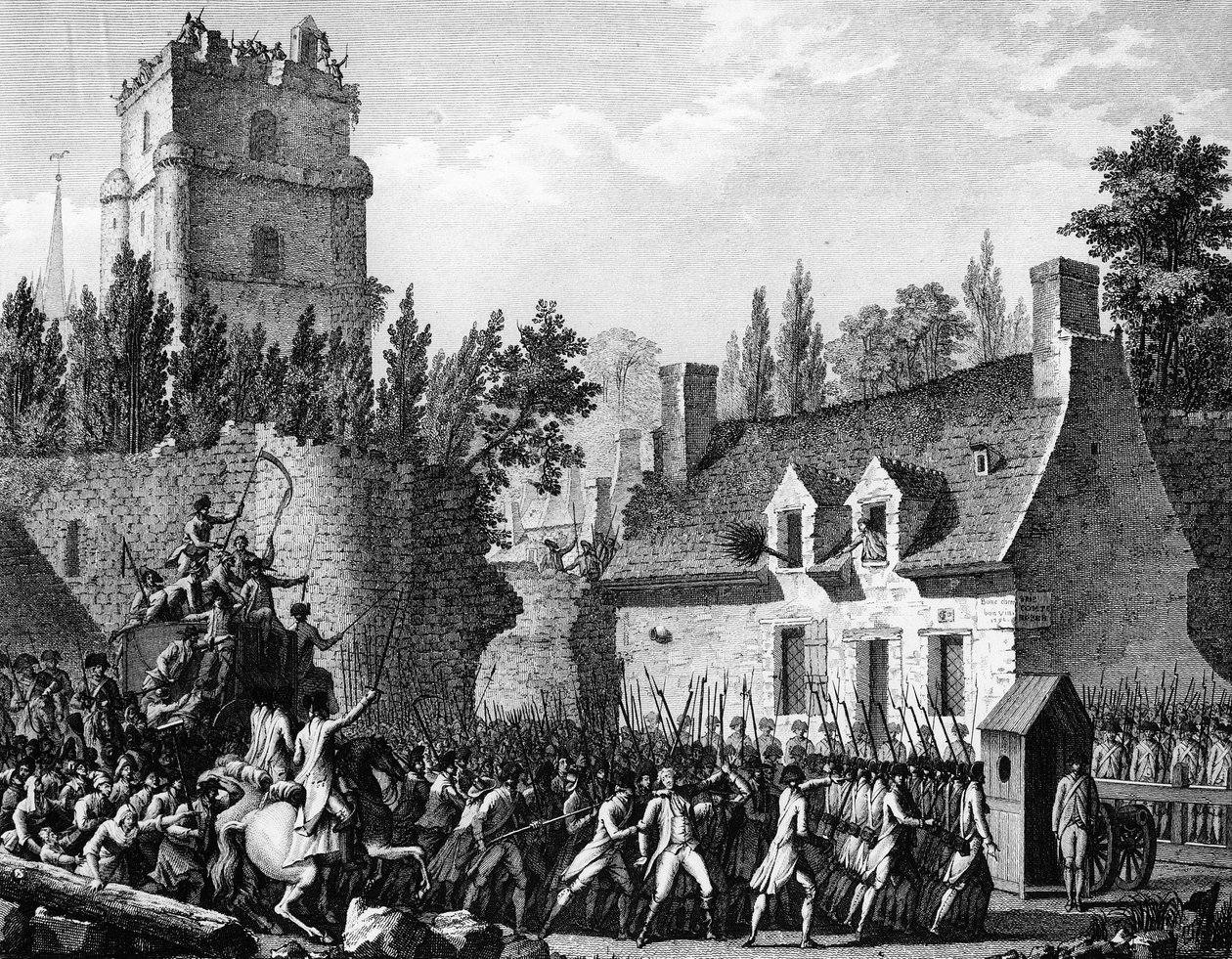 Révolution française : Pierre Victor de Besenval de Brünstatt, Baron de Besenval (1721-1791) conduit à Brie-Comte-Robert le 10 août - Jean Louis II (after) Prieur