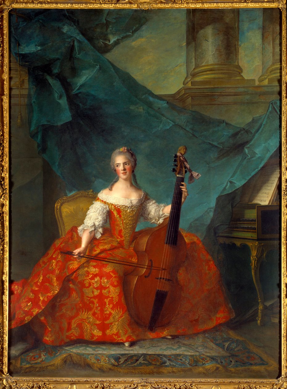 Portrait de Madame Henriette de France (1727-1752) fille de Louis XV, jouant de la basse de viole - Jean Marc Nattier