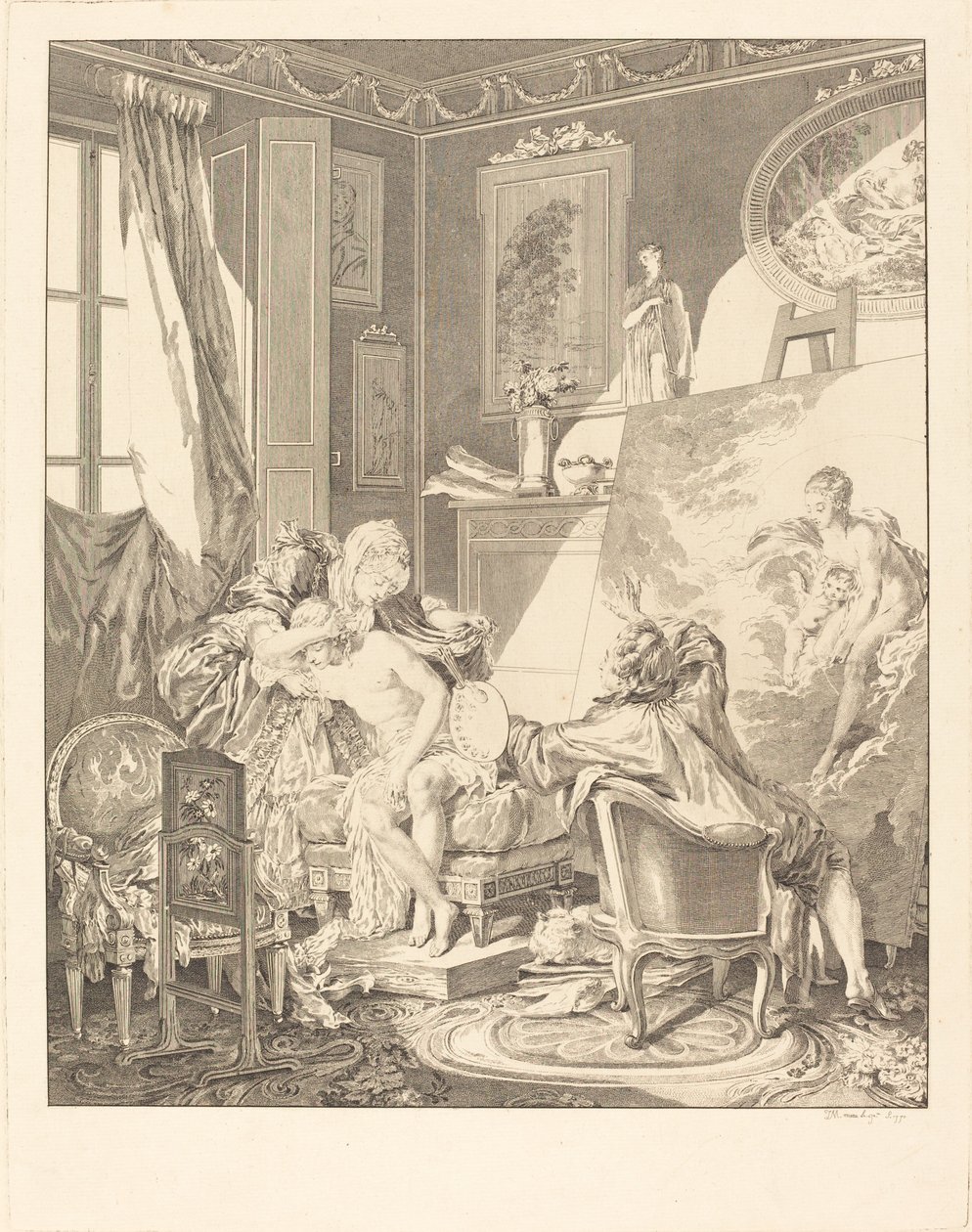 Le modèle honnête - Jean Michel Moreau after Pierre Antoine Baudouin