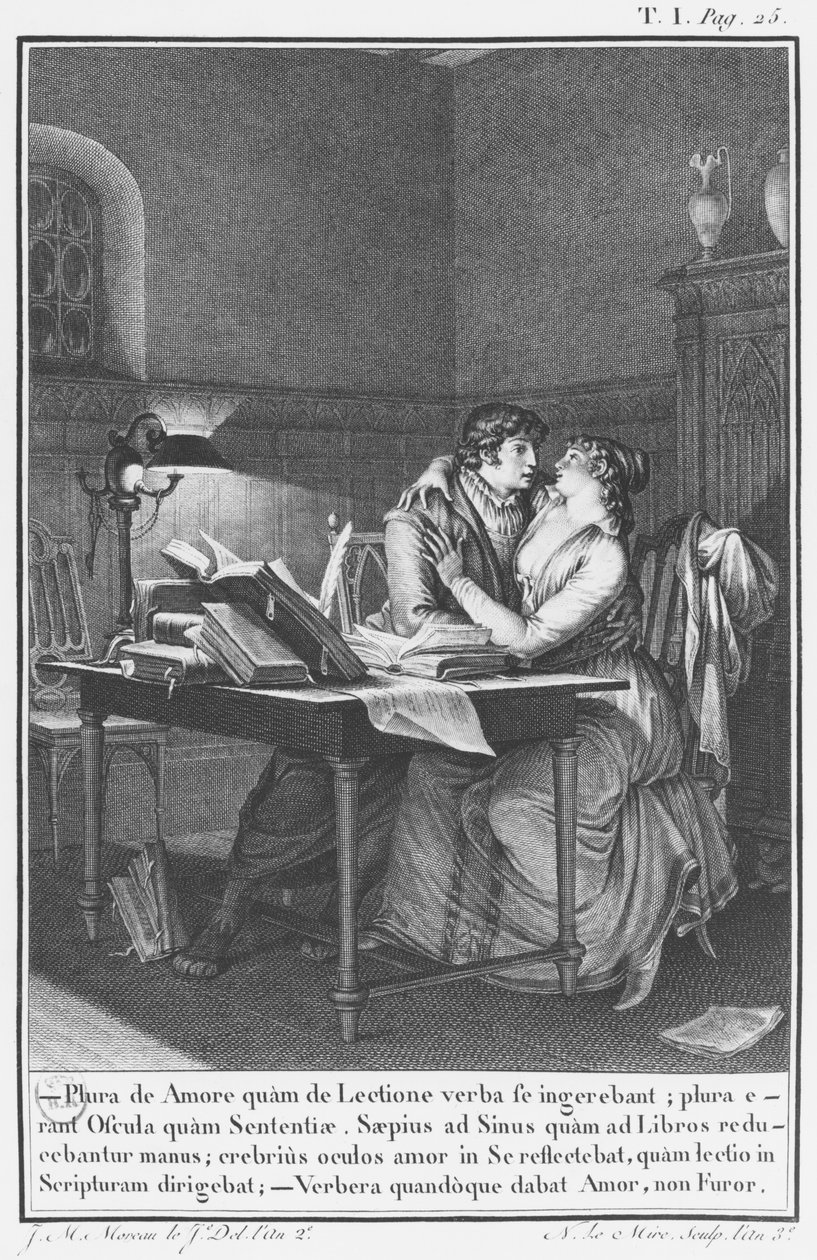 Héloïse et Abélard dans leur étude, illustration des 