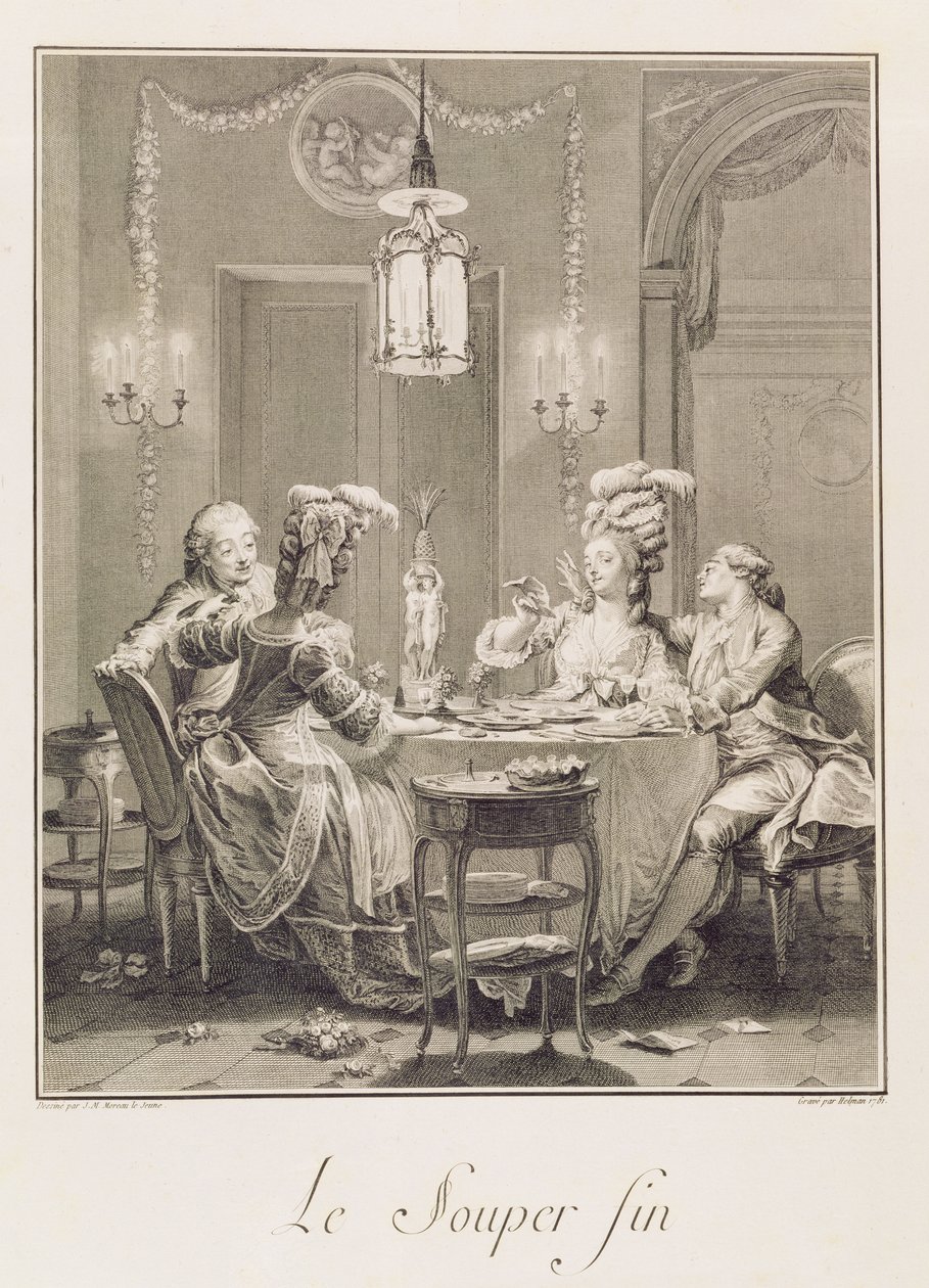 Le Fin Souper, 1781, gravé par I.S. Helman (1743-1809) - Jean Michel the Younger Moreau