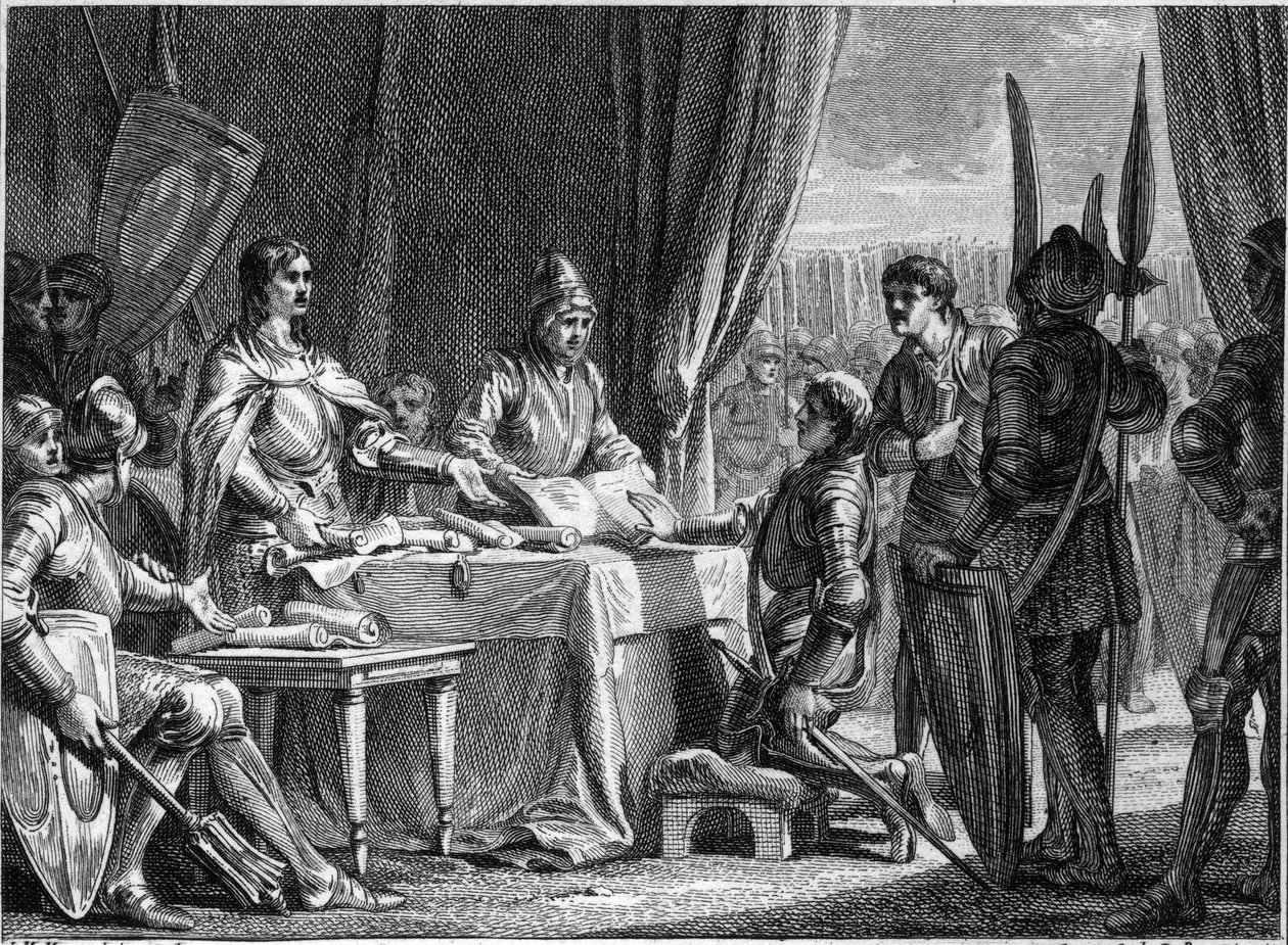 Charles Martel (688-741), roi des Francs, distribue les biens de l