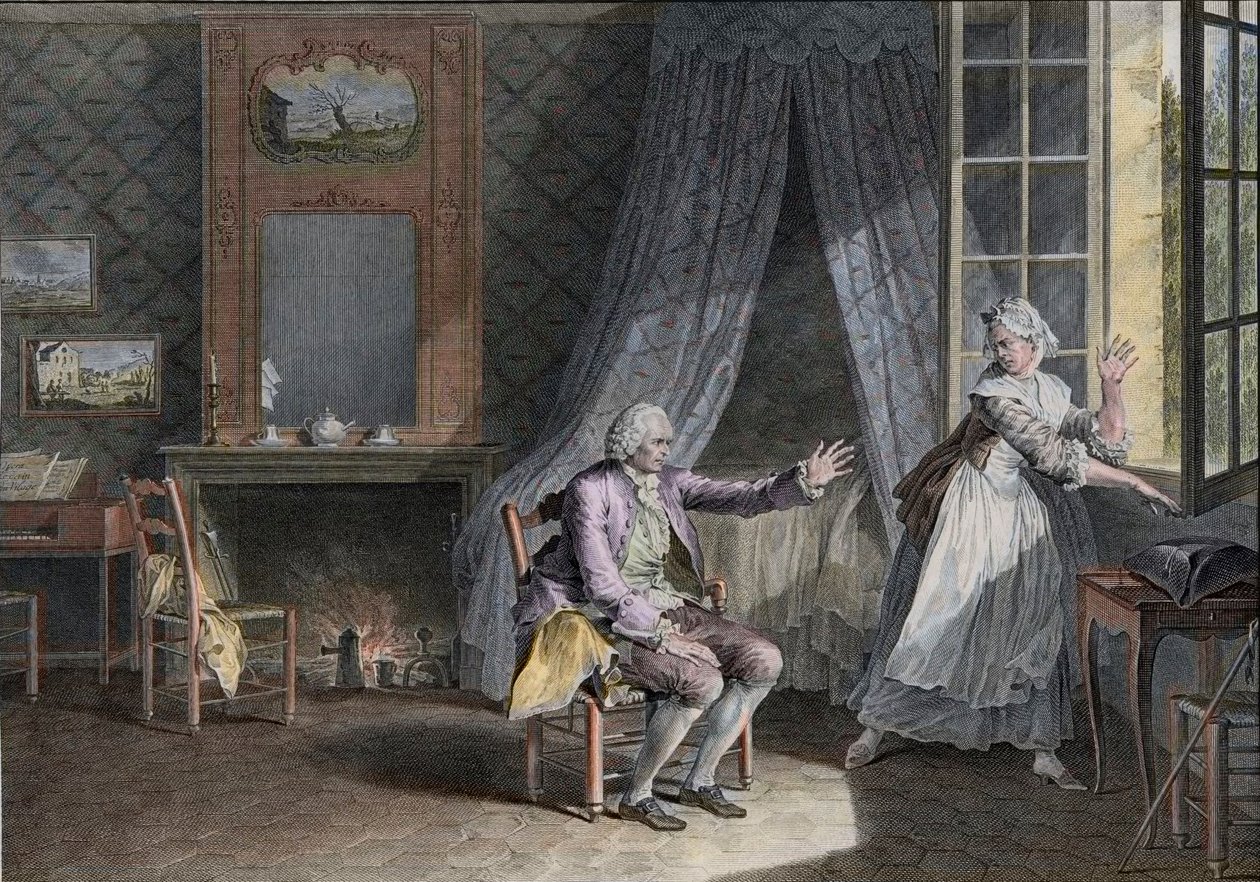 Les derniers mots de Jean-Jacques Rousseau (1712-1778), écrivain genevois francophone. Gravure de la fin du XVIIIe siècle, d