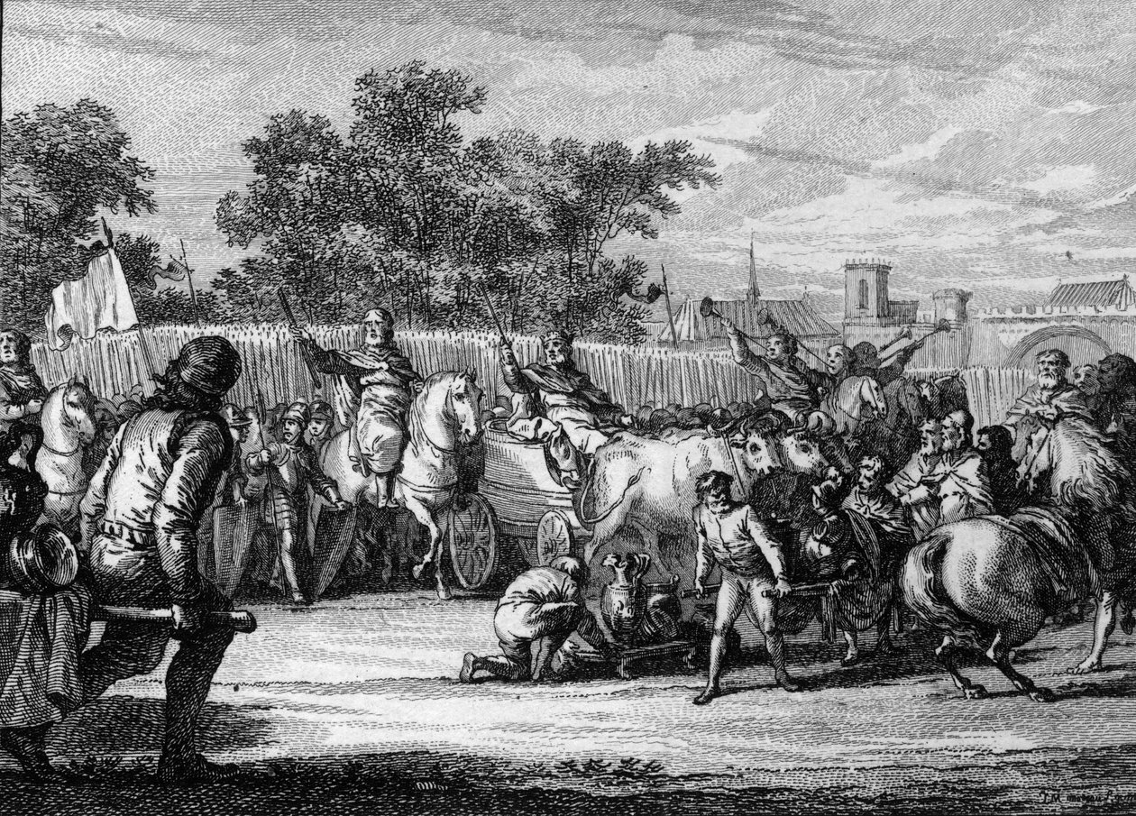 Période mérovingienne; arrivée du roi lors d