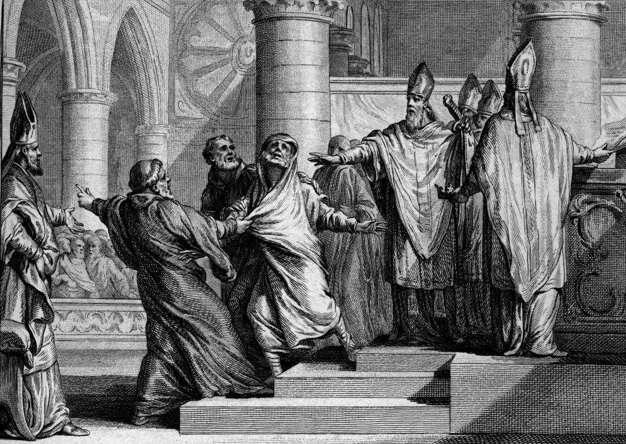 Pénitence et déposition de Louis Ier le Pieux, 833 : après avoir confessé, le roi est dépouillé des ornements impériaux par l