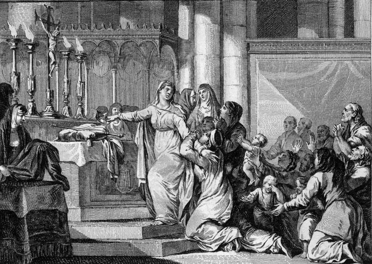 Sainte Bathilde (ou Batilde, Bathylle, Beaudour) (626-680), reine des Francs et veuve de Clovis II, décide de prendre le voile au monastère de Chelles en 665. Ses sujets essaient de l