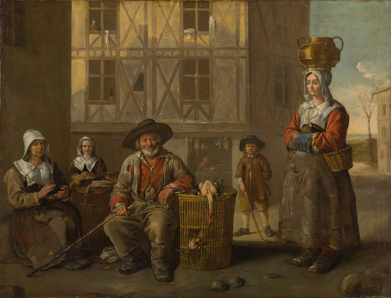 Un marchand de volaille et une vieille femme se réchauffant les mains, vers 1652 - Jean Michelin