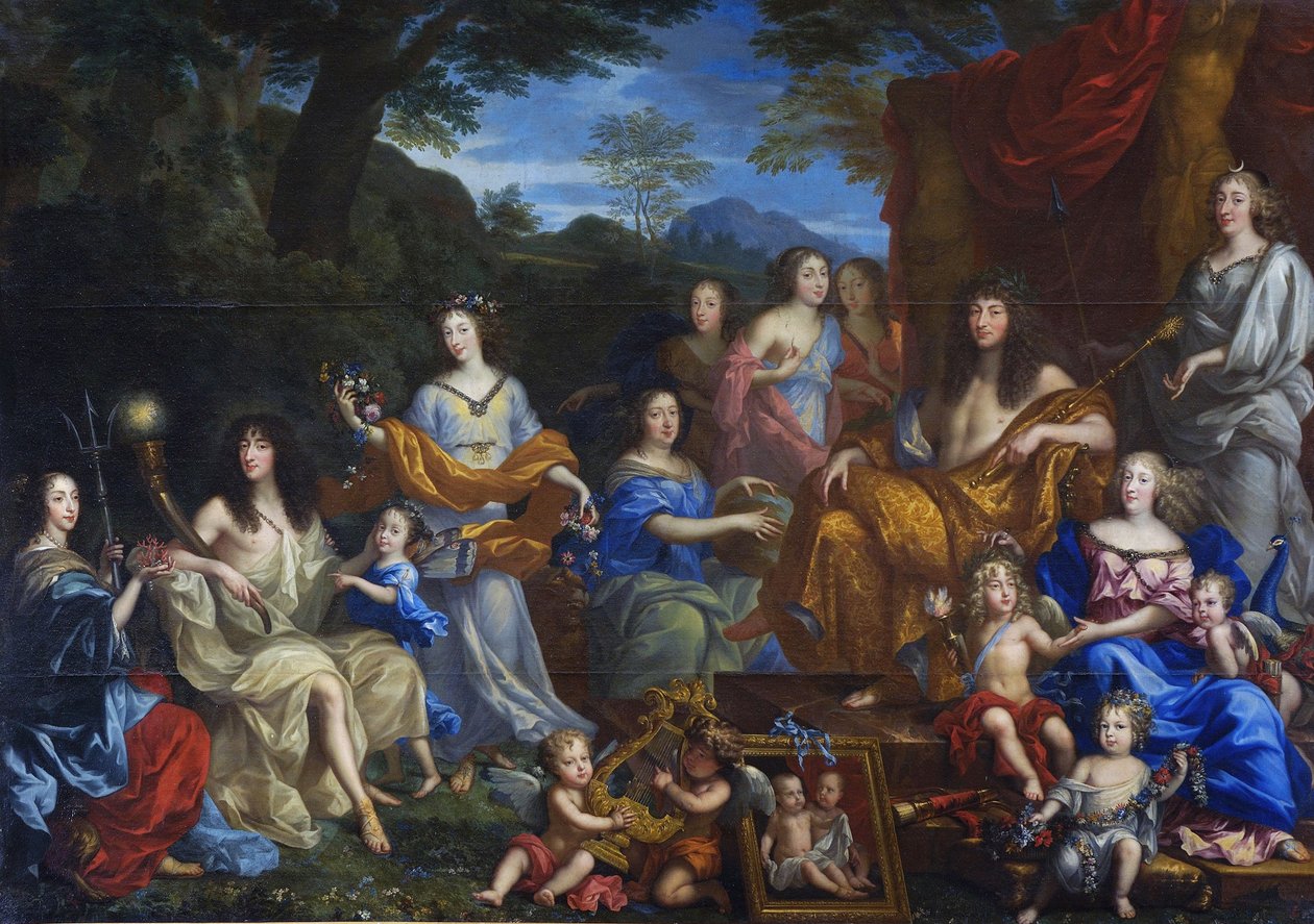 French: Portrait mythologique de la famille de Louis XIV Mythological portrait of Louis XIV and the royal family - Jean Nocret