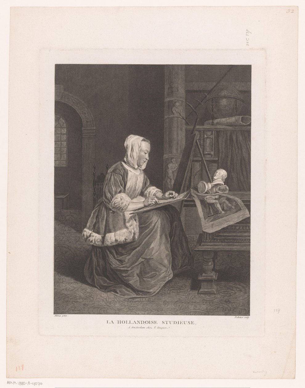 Intérieur avec femme dessinant - Jean Pelletier