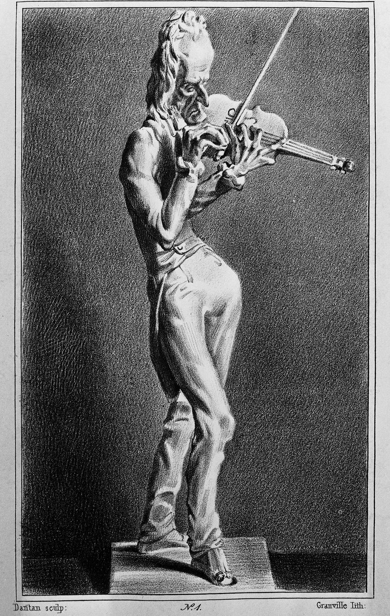 Niccolo Paganini (1782-1840), violoniste et compositeur italien. Caricature d