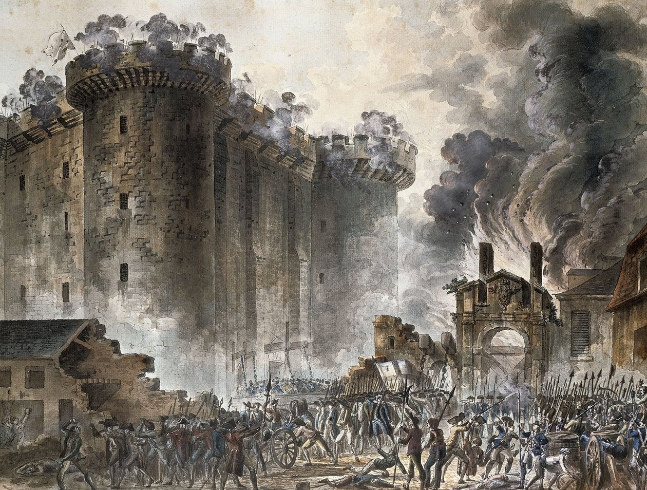 La prise de la Bastille le 14 juillet 1789, vers 1789 - Jean Pierre Laurent Houel