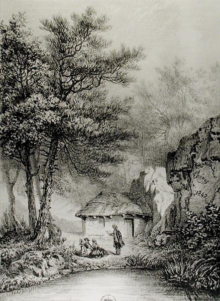 Cabane de Jean-Jacques Rousseau (1712-78) à Ermenonville, 1842 - Jean Pierre after Thenot