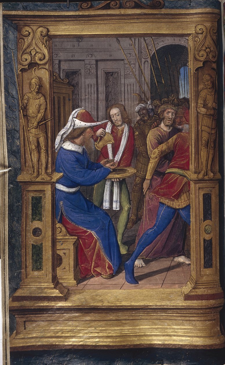 Pilate se lave les mains de Lettres bâtardes, ca 1490-1510 - Jean Poyet