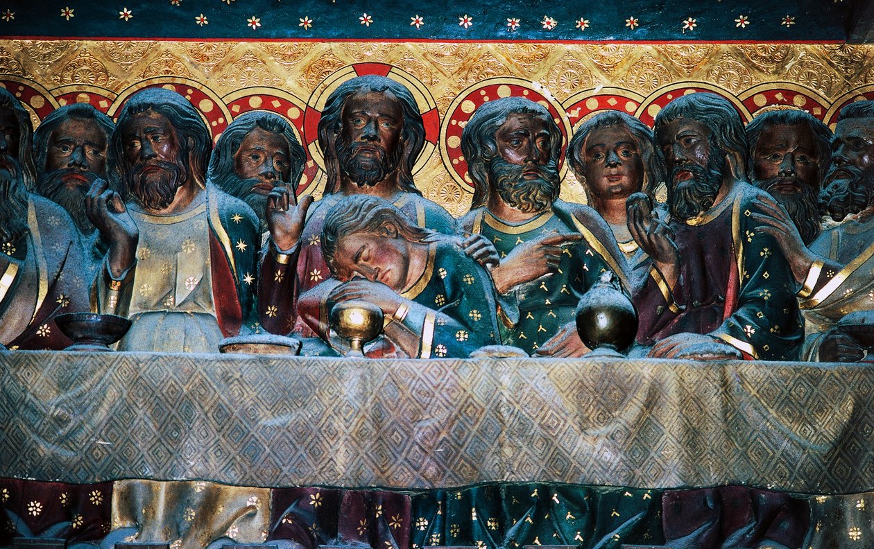 Dernière Cène, bas-relief du chœur avec Histoires de la vie du Christ, par Jean Ravy (mort en 1345), Cathédrale Notre-Dame (Liste du patrimoine mondial de l