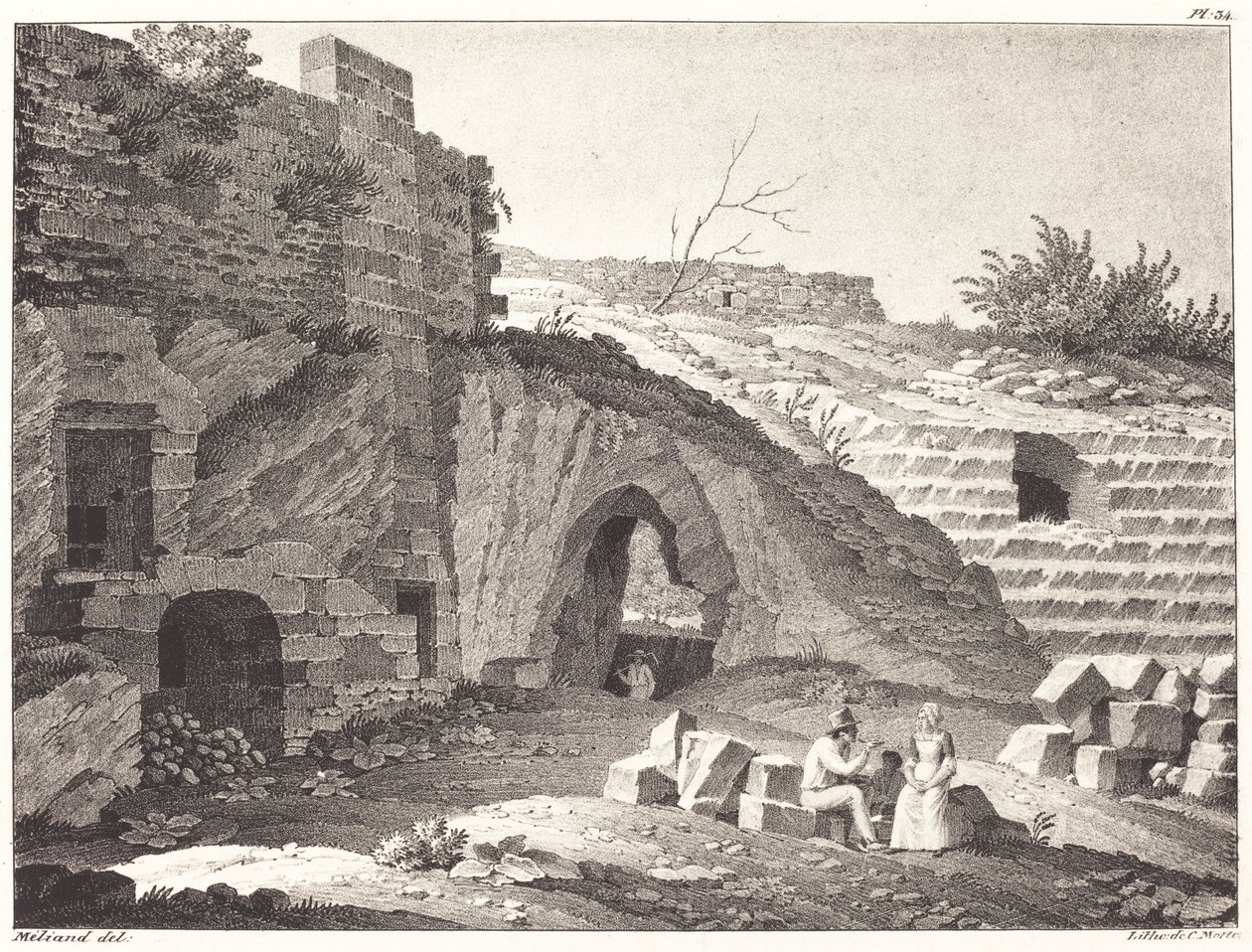 Rustiques pique-niquant dans des ruines - Jean René Méliand