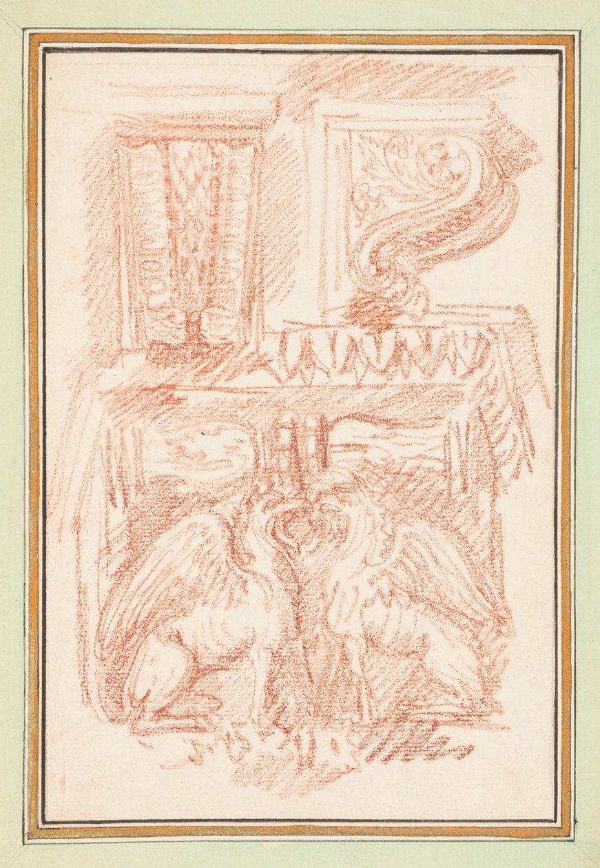 Dessin relié, consoles et chapiteau de colonne avec aigles, dans Dessins d