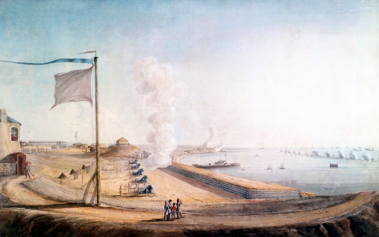 Vue du camp de Boulogne-sur-Mer : Napoléon observant la flotte anglaise - Jean Rodolphe Gautier