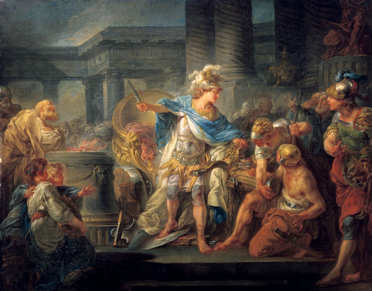 Français :  Alexandre coupe le noeud gordien Alexander cuts the Gordian Knot - Jean Simon Berthelemy