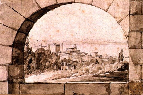 Vue de la ville et du lac de Bracciano, vers 1810 - Jean Thomas Thibault