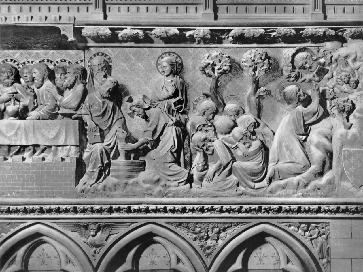 Cathédrale, intérieur, jubé, la Cène, Jésus-Christ lavant les pieds des apôtres, Christ au jardin des Oliviers, vers 1340-51 - Jean and Jean Le Boutellier Ravy