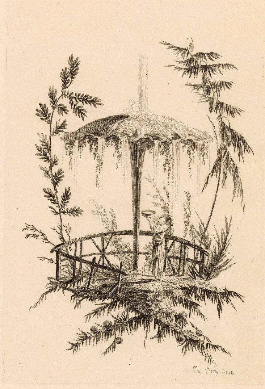 Fontaine chinoise dans un paysage - Jeanne Deny