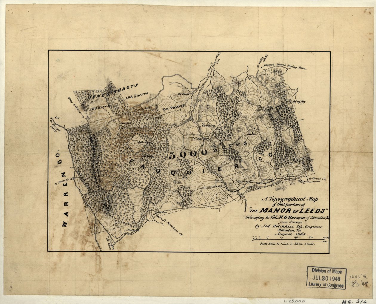 Carte topographique de la partie du "Manoir de Leeds" appartenant au colonel M.G. Harman de Staunton, Va. LOC 2005625200 - Jedediah Hotchkiss