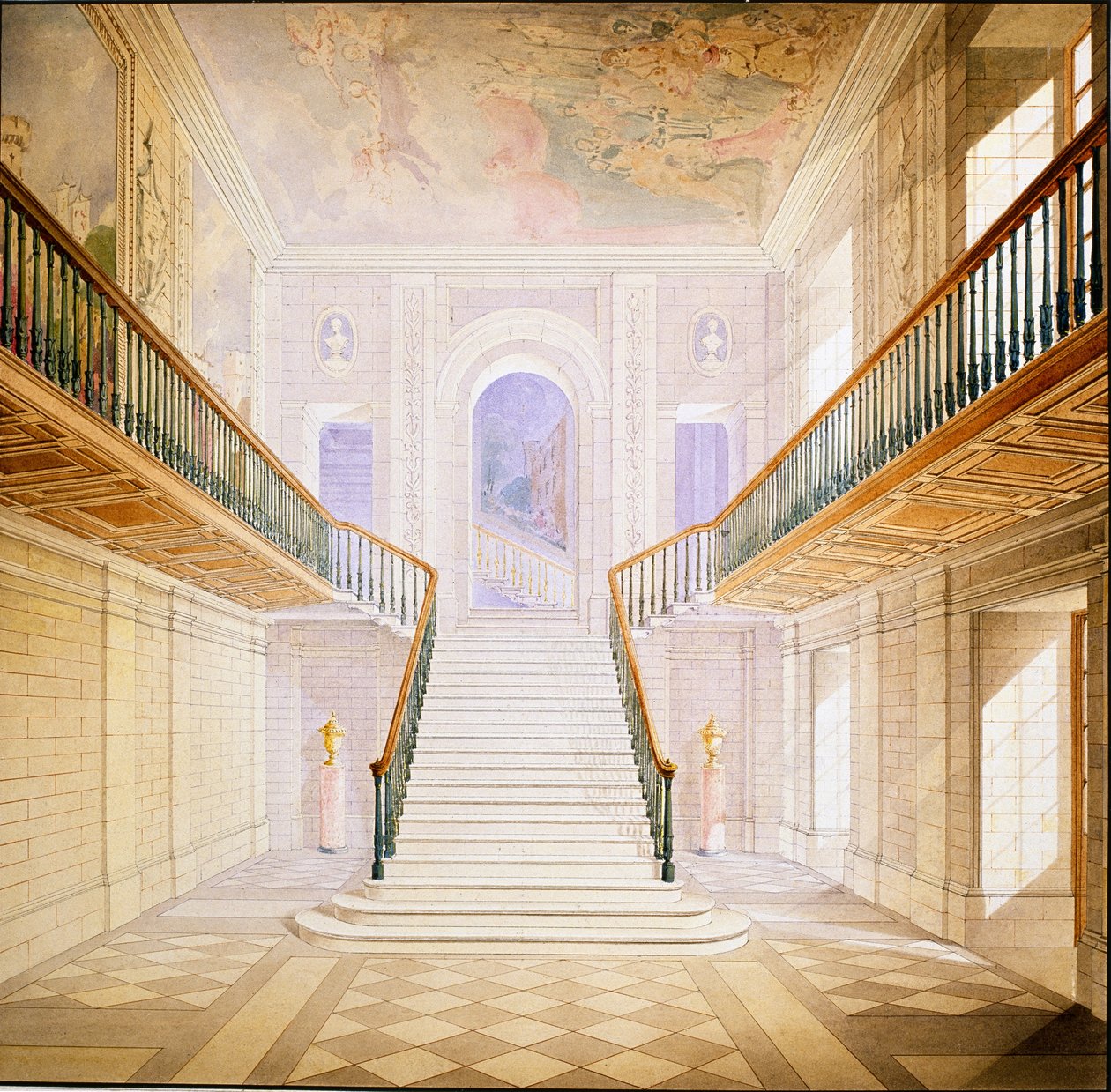 Conception pour un escalier dans le Painted Hall, Chatsworth - Jeffry Wyatville