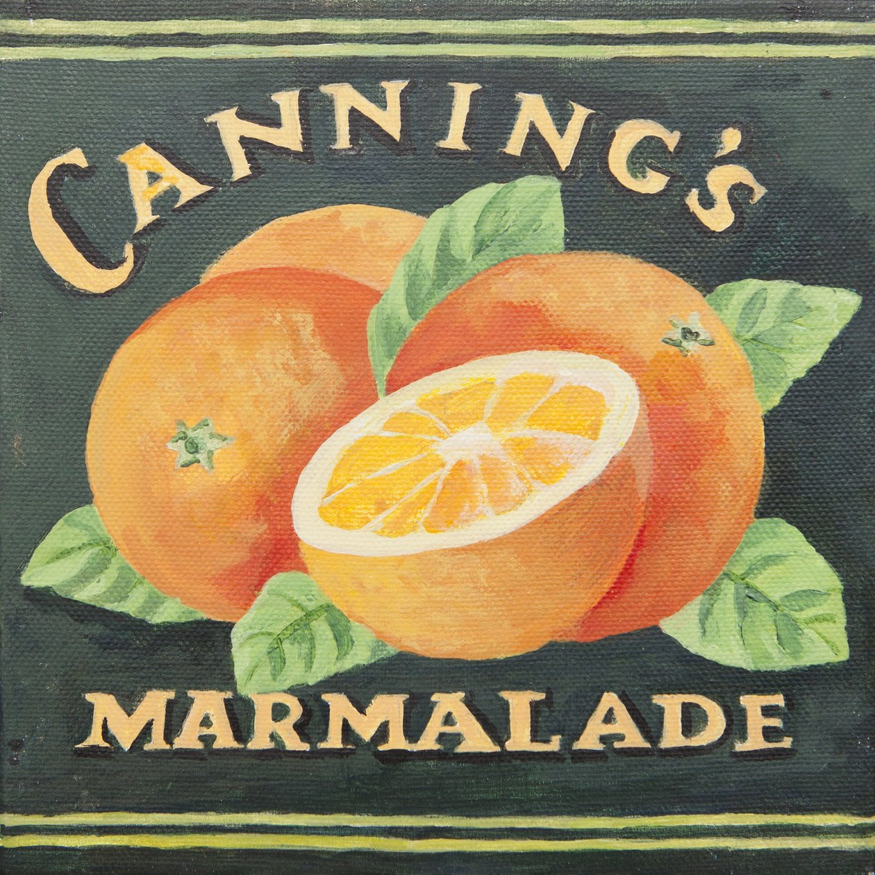 Etiquette de boîte de marmelade Cannings (acrylique) - Jennifer Abbott