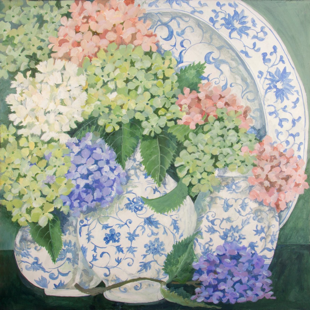 Hortensias, 2018 (acrylique sur toile) - Jennifer Abbott