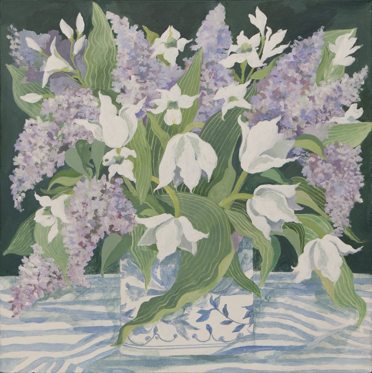 Lilas et tulipes (acrylique) - Jennifer Abbott